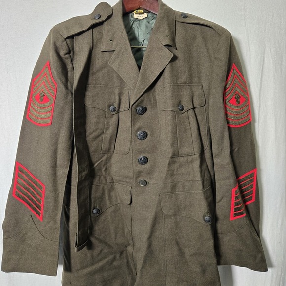 USMC Jacket Mens 42R Green 60s Vietnam War Service Wool Coat Marines Dsa1003038